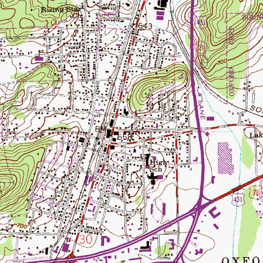 Topographic Map of Calvary Baptist Church, AL