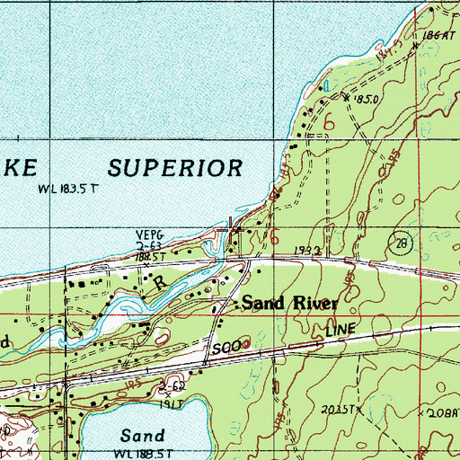 Topographic Map of Sand River, MI