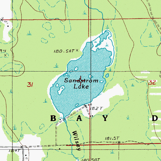 Topographic Map of Sandstrom Lake, MI