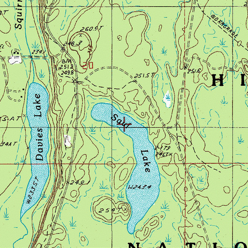 Topographic Map of Saul Lake, MI