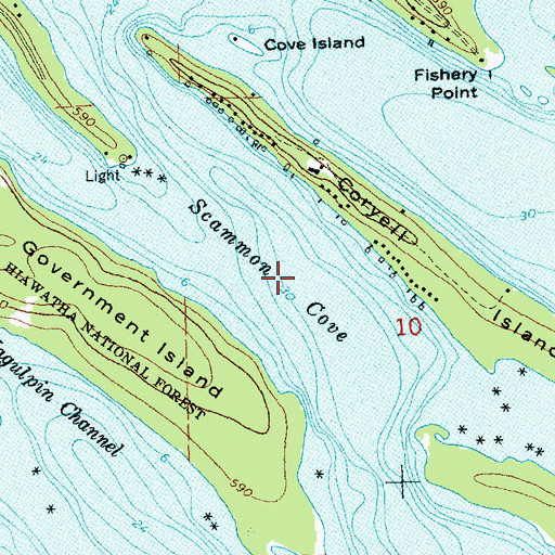 Topographic Map of Scammon Cove, MI