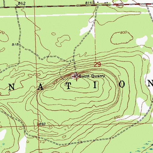 Topographic Map of Scott Quarry, MI