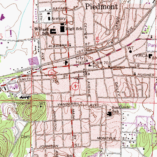 Topographic Map of Church of Christ, AL