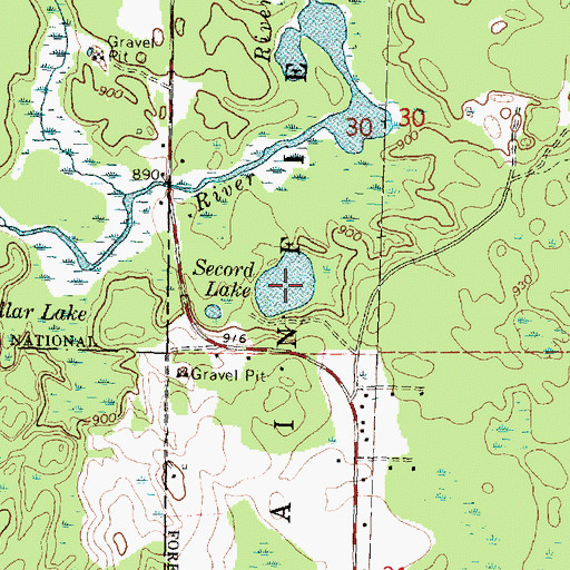 Topographic Map of Secord Lake, MI