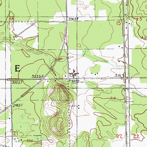 Topographic Map of Section 16 Cemetery, MI