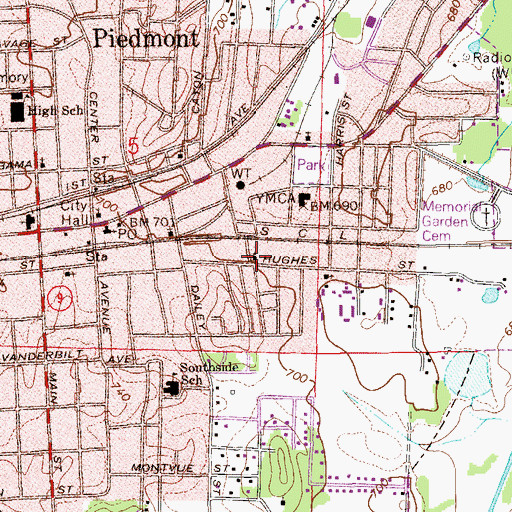 Topographic Map of Church of God, AL