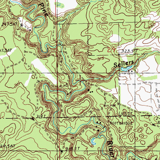 Topographic Map of Sellers Creek, MI