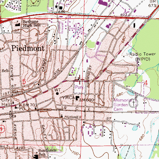 Topographic Map of Church of God, AL