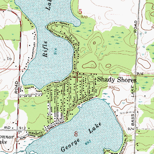 Topographic Map of Shady Shores, MI
