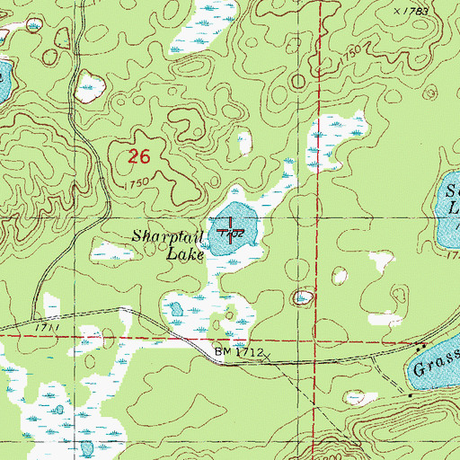 Topographic Map of Sharptail Lake, MI