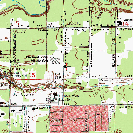 Topographic Map of Sheridan Drive Church, MI