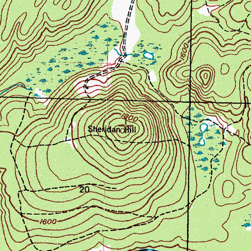 Topographic Map of Sheridan Hill, MI