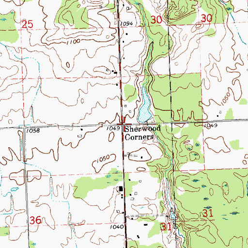 Topographic Map of Sherwood Corners, MI