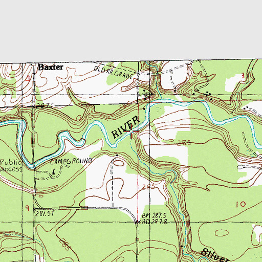Topographic Map of Silver Creek, MI