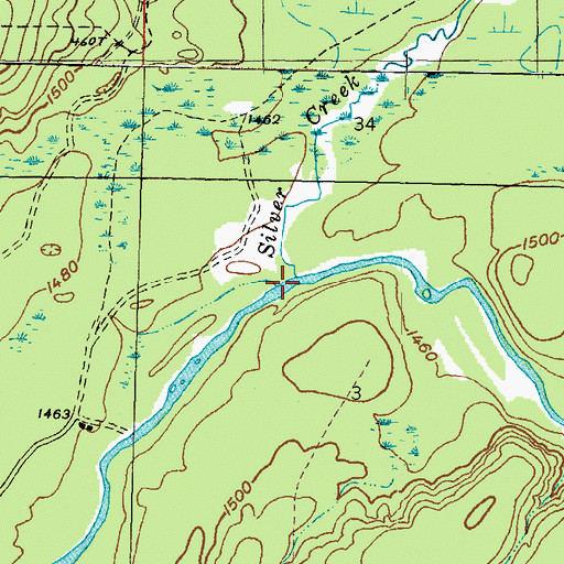 Topographic Map of Silver Creek, MI