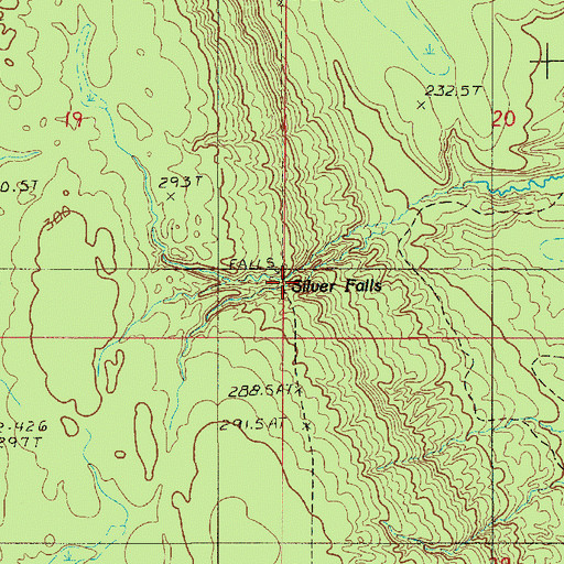 Topographic Map of Silver Falls, MI