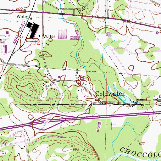 Topographic Map of Coldwater Baptist Church, AL