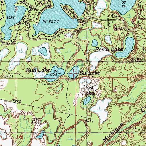 Topographic Map of Sis Lake, MI