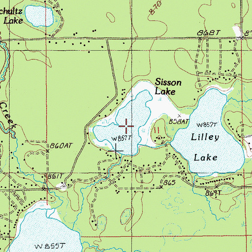Topographic Map of Sisson Lake, MI