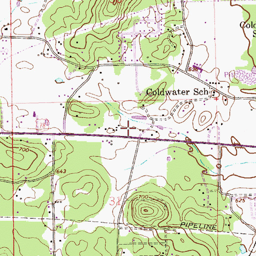 Topographic Map of Coldwater Creek Shopping Center, AL