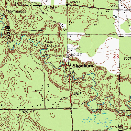 Topographic Map of Skookum, MI