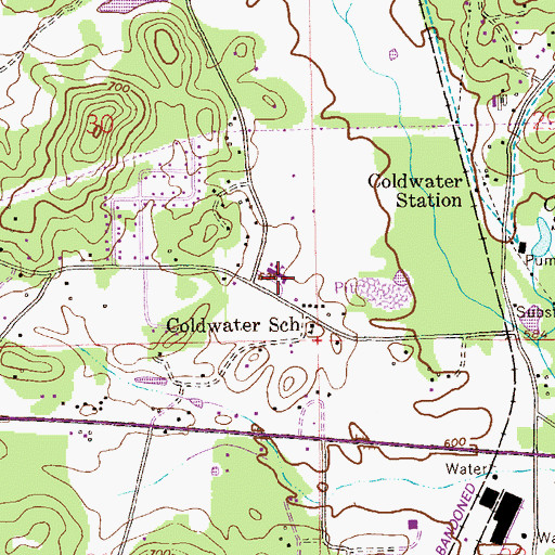 Topographic Map of Coldwater Elementary School, AL