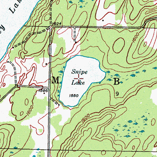 Topographic Map of Snipe Lake, MI
