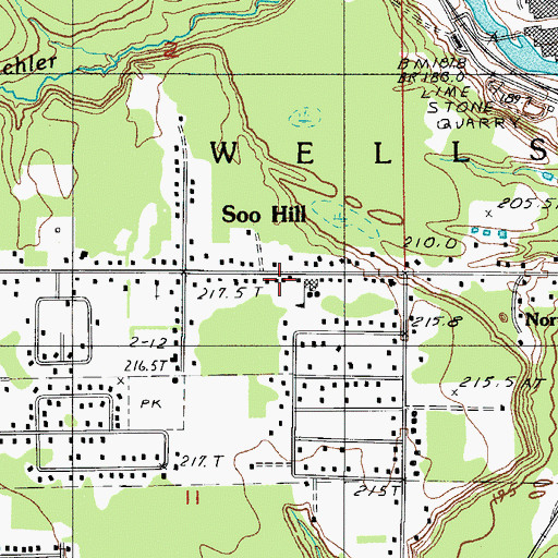 Topographic Map of Soo Hill School, MI