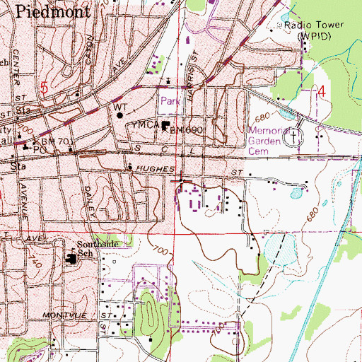 Topographic Map of Piedmont Congregational Holiness Church, AL