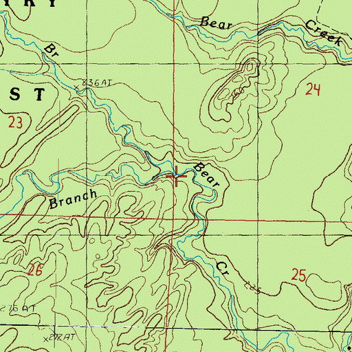 Topographic Map of South Branch Bear Creek, MI
