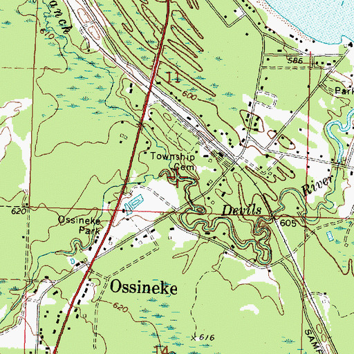 Topographic Map of South Branch Devils River, MI