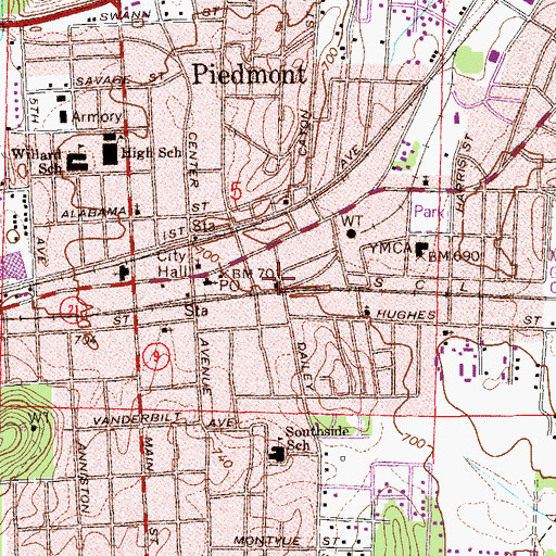 Topographic Map of Dailey Street Baptist Church, AL