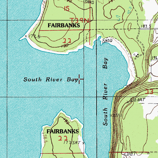 Topographic Map of South River Bay, MI