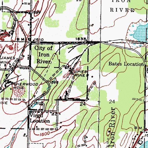 Topographic Map of Spies Mine, MI
