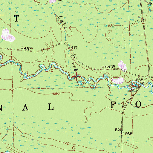Topographic Map of Spring Lake Creek, MI