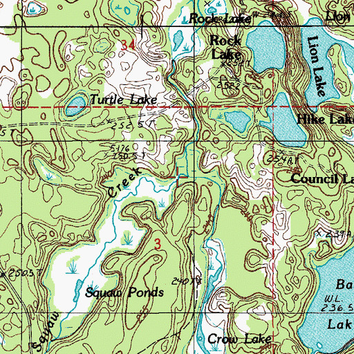 Topographic Map of Squaw Creek, MI