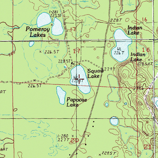 Topographic Map of Squaw Lake, MI