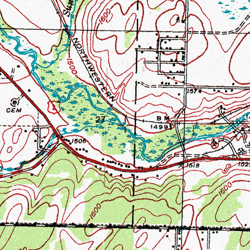Topographic Map of Stanley Creek, MI