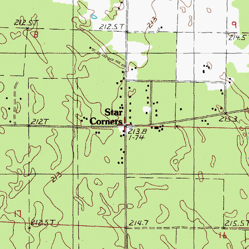 Topographic Map of Star Corners, MI