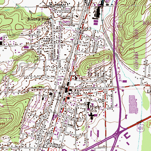 Topographic Map of First Baptist Church of Oxford, AL