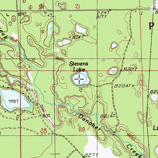 Topographic Map of Stevens Lake, MI