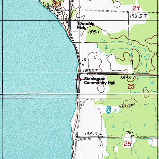Topographic Map of Stonington Community Hall, MI