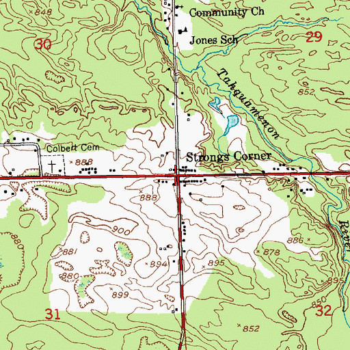 Topographic Map of Strongs Corner, MI