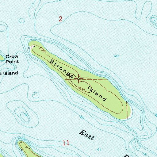 Topographic Map of Strongs Island, MI