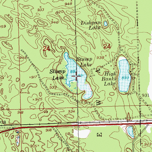 Topographic Map of Stump Lake, MI