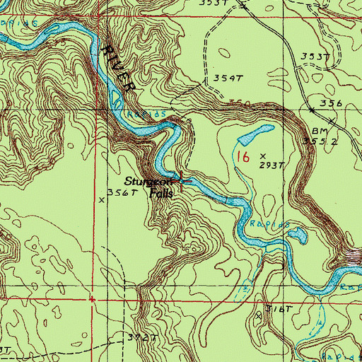 Topographic Map of Sturgeon Falls, MI