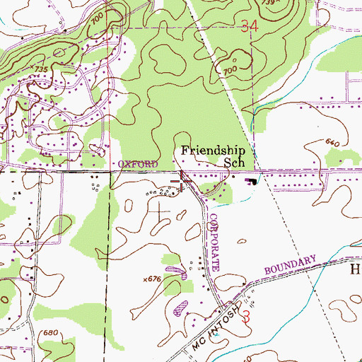 Topographic Map of Friendship, AL