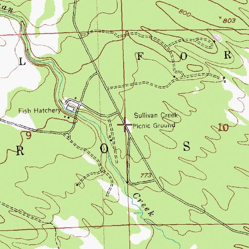 Topographic Map of Sullivan Creek Picnic Ground, MI