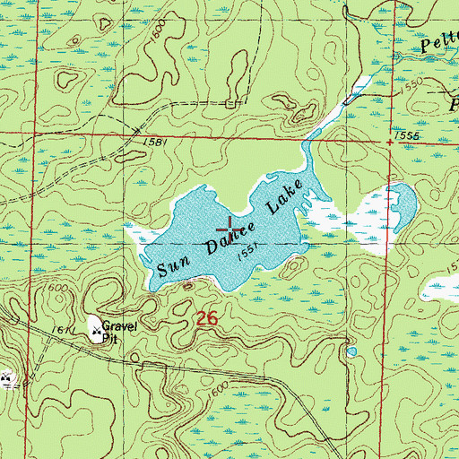 Topographic Map of Sun Dance Lake, MI