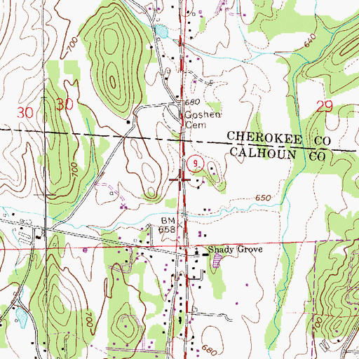 Topographic Map of Goshen (historical), AL